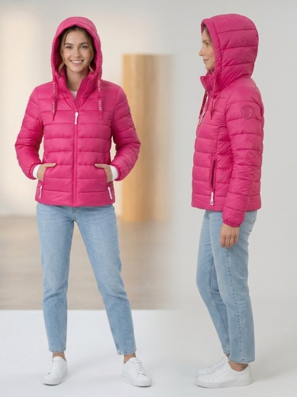 Lightweight Packable Puffer Jacket - Hot Pink Size M